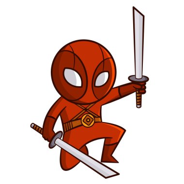 Süper kahraman kırmızı Ninja etiket