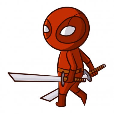 Süper kahraman kırmızı Ninja etiket