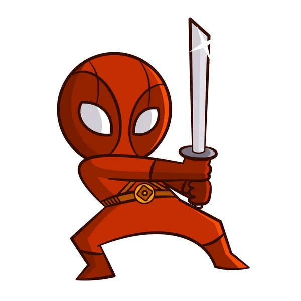 Etiqueta engomada Ninja rojo de superhéroe — Vector de stock
