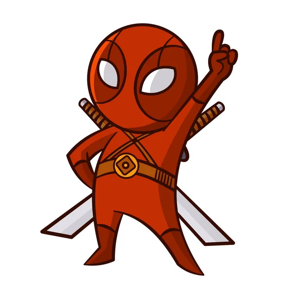 Superhero Red Ninja Sticker - Stok Vektor