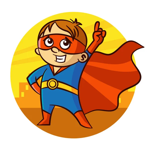 スーパー ヒーロー少年数 1 つステッカー — ストックベクタ