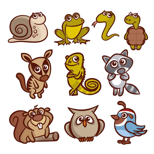 Dibujos animados animales conjunto — Vector de stock