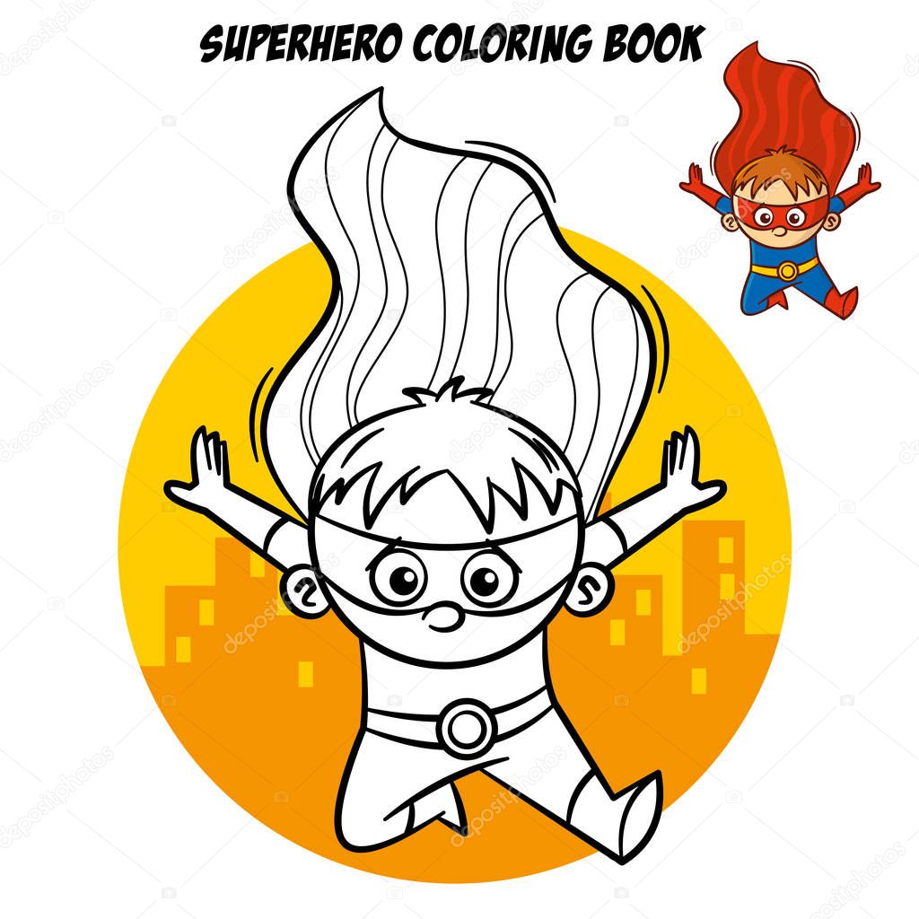Superhero Coloring Book. Comic character isolated on white background