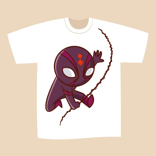 T-shirt λευκό εκτύπωση σχεδιασμός Superhero αράχνη — Διανυσματικό Αρχείο