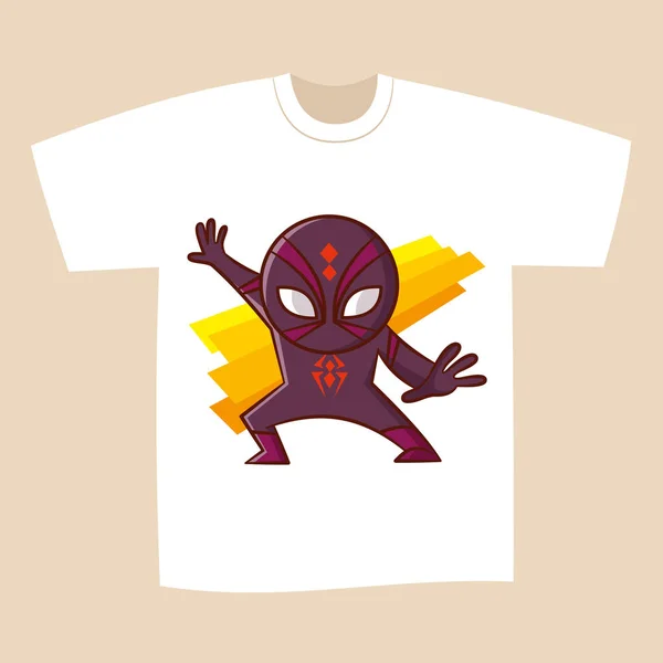 Camiseta Blanco Diseño Superhéroe Spider — Vector de stock