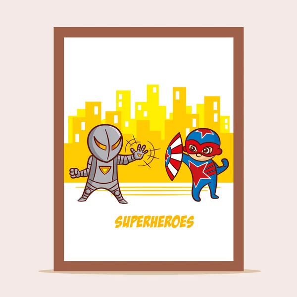 Batalha de posters de super-heróis —  Vetores de Stock