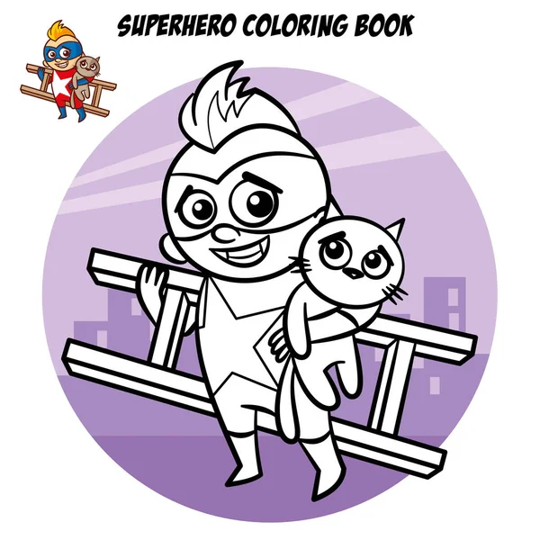 Livro de colorir super-herói. Personagem cômico isolado no fundo branco —  Vetores de Stock