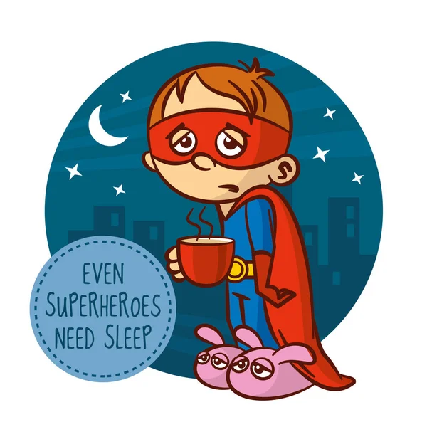 Selbst Superhelden brauchen Schlaf — Stockvektor