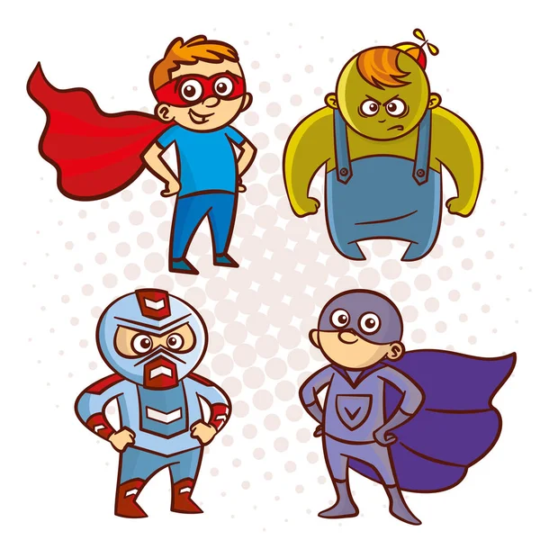 Cartoon Superhero Character Sticker — Stock Vector