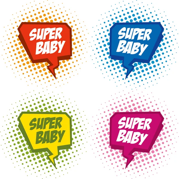 Superheld logo baby, popart achtergrond — Stockvector