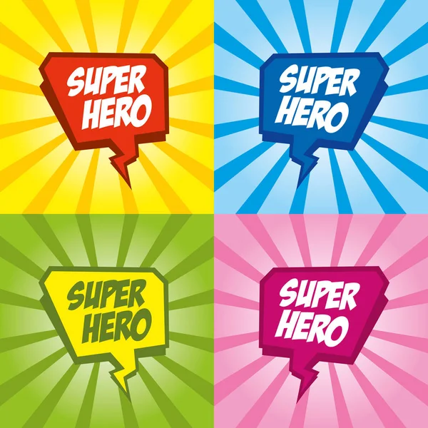 Logotipo de super-herói, fundo de arte pop — Vetor de Stock