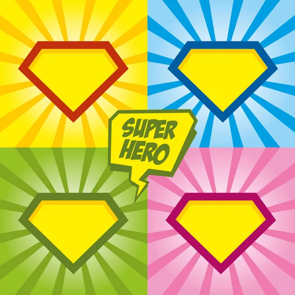 Logo del supereroe, sfondo pop art — Vettoriale Stock