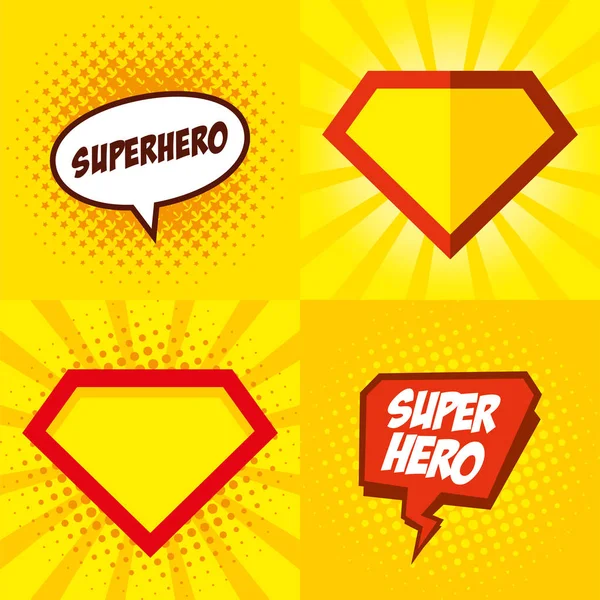 Superheld logo, popart achtergrond — Stockvector