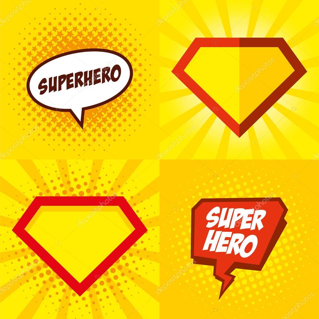 Superhero logo, pop art background design Vector
