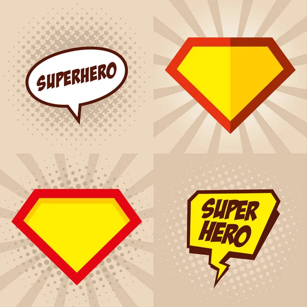 Superhelden-Logo, Pop Art Hintergrund — Stockvektor