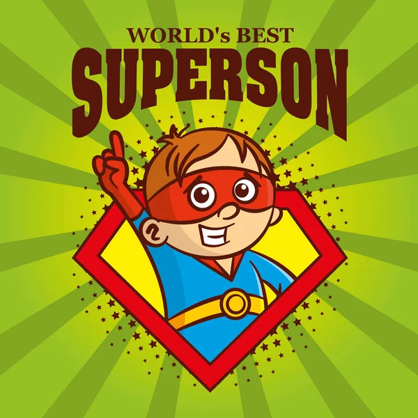 Superson logo Cartoon character superhero — Stock Vector