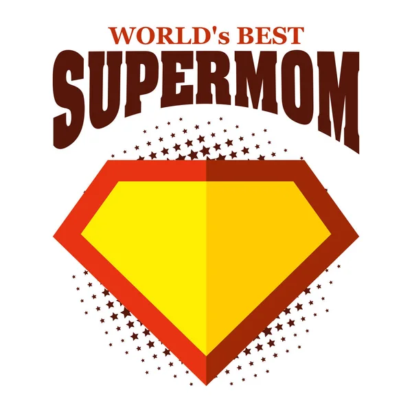 Supermom logotipo super-herói Mundos melhor — Vetor de Stock