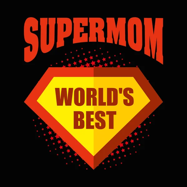 SuperMom logotyp superhjälte världens bästa — Stock vektor