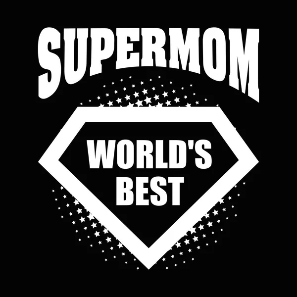 Supermamma logo supereroe mondi migliori — Vettoriale Stock