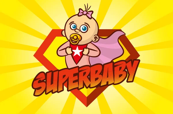 Superhéroe bebé niña — Vector de stock