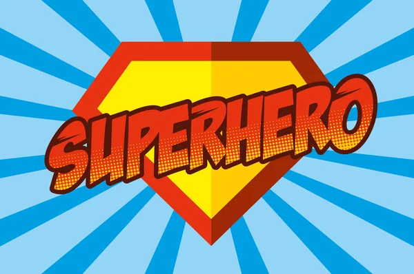 Superhelden-Logo, Pop Art Hintergrund — Stockvektor