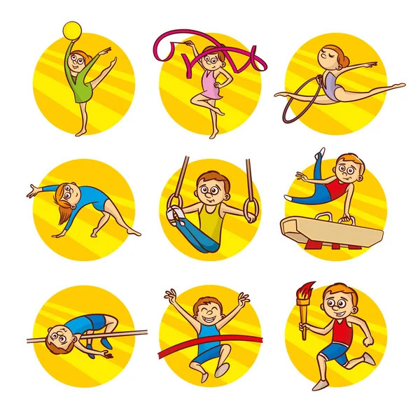 Cartoon kids Sport set Vector Clip Art — Stock Vector