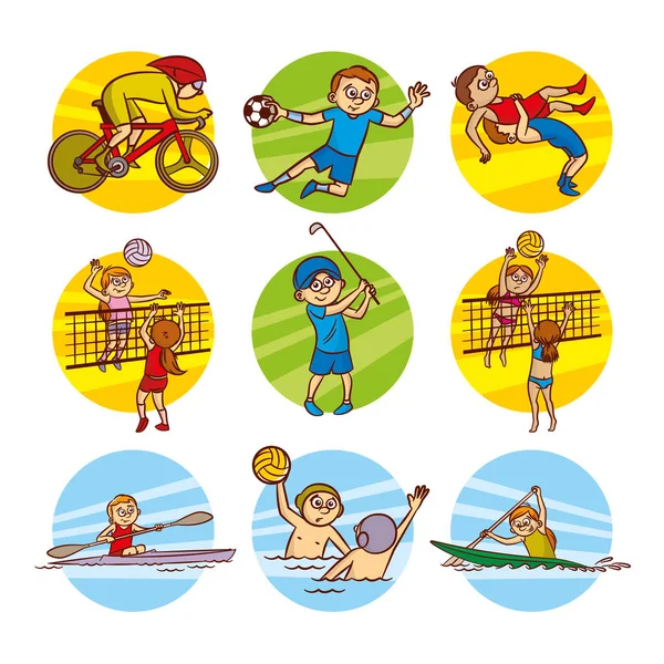 Desenhos animados crianças Esporte conjunto Vector Clip Art —  Vetores de Stock