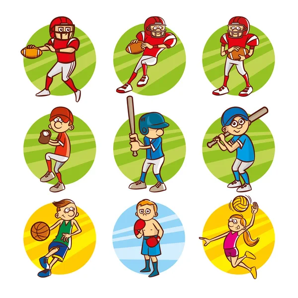 Desenhos animados crianças Esporte conjunto Vector Clip Art — Vetor de Stock