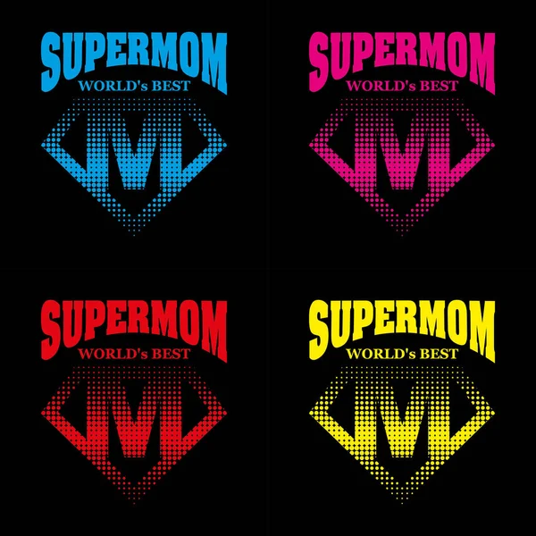 Super mãe herói Logo Supehero Letras — Vetor de Stock