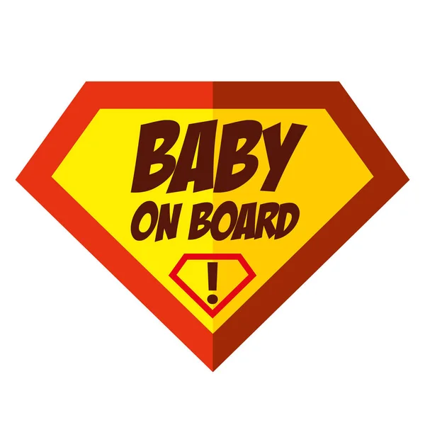 Baby aan boord van de superheld logo — Stockvector
