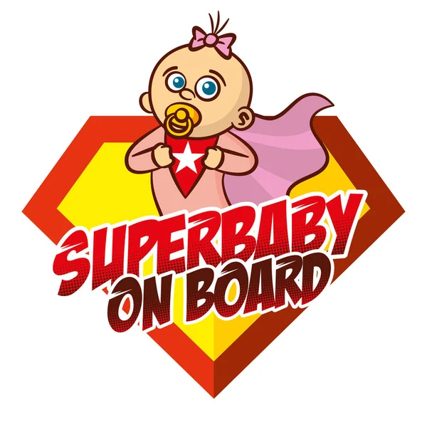 Super bebê a bordo logotipo de super-herói —  Vetores de Stock