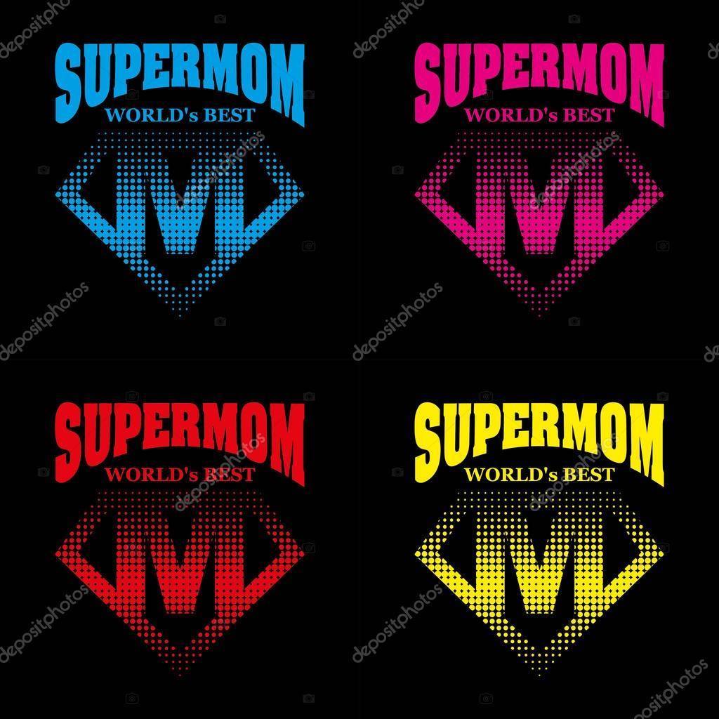Super Mom hero Logo Supehero Letters Mother day Vector