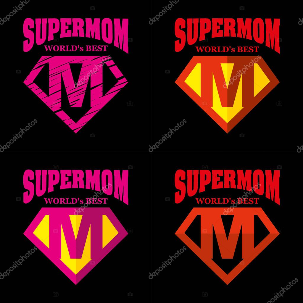 Super Mom hero Logo Supehero Letters Mother day Vector
