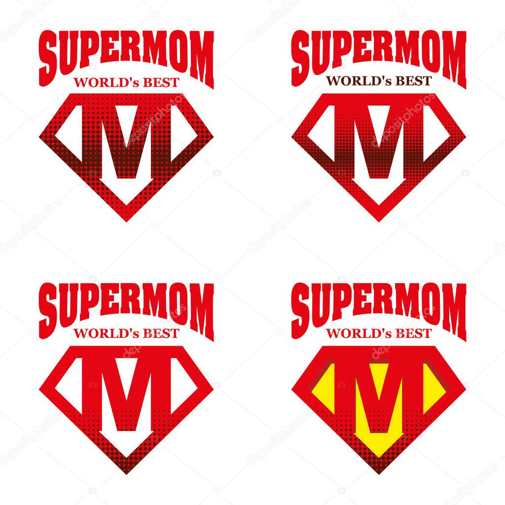 Super Mom hero Logo Supehero Letters Mother day Vector