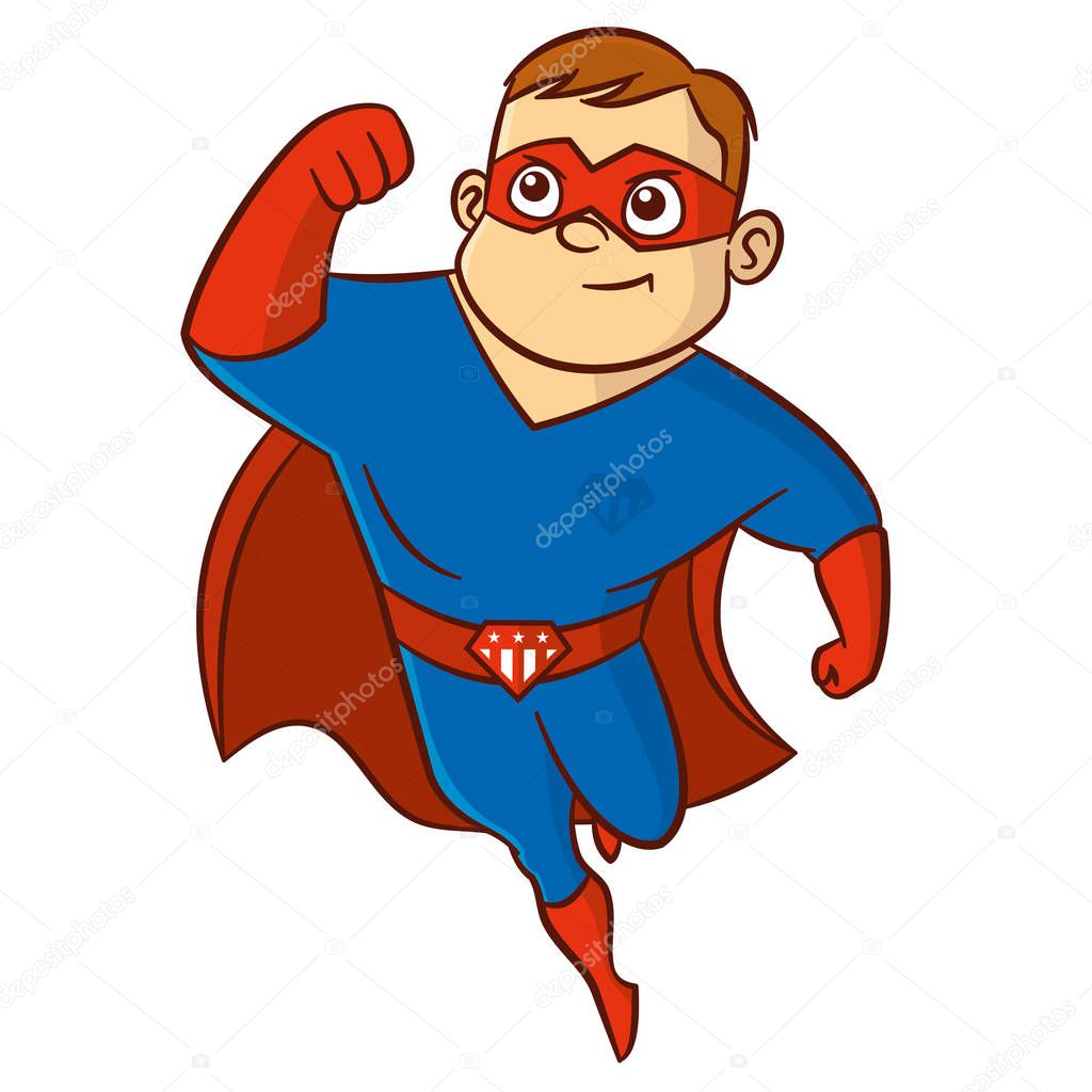 Super hero man Cartoon character Isolated Vector illustration