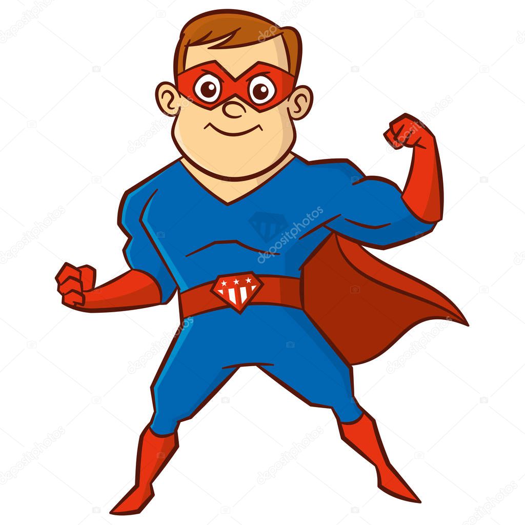Super hero man Cartoon character Isolated Vector illustration