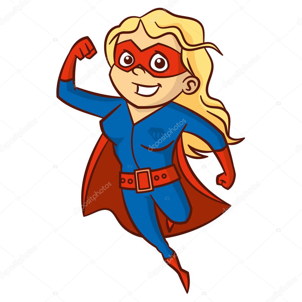 Superhero blonde woman Cartoon character Isolated Vector illustration