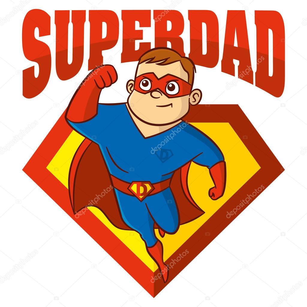 Superdad the best Superhero man Cartoon character Isolated Vector illustration
