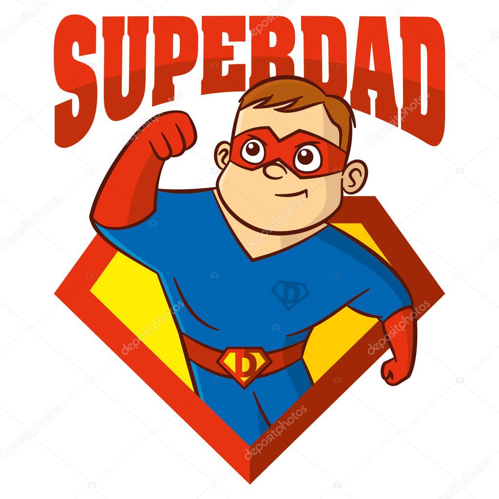 Superdad the best Superhero man Cartoon character Isolated Vector illustration