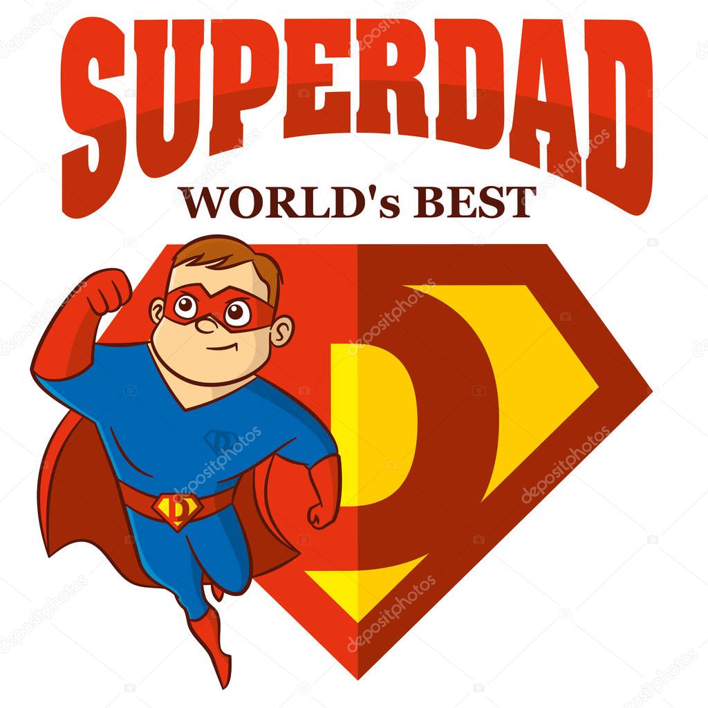 Superdad the best Superhero man Cartoon character Isolated Vector illustration