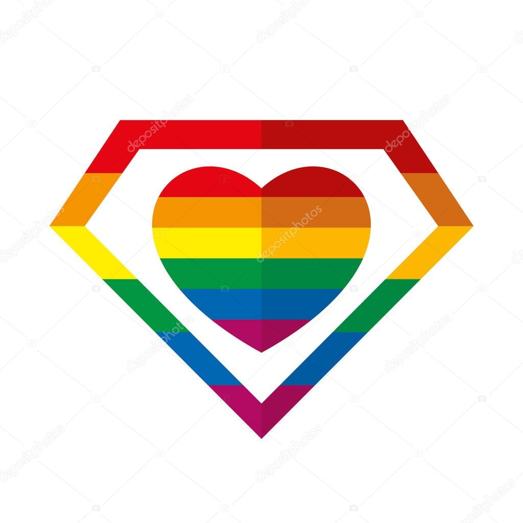 Heart Diamond LGBT rainbow symbol Vector illustration