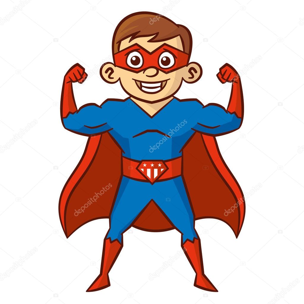 Super hero boy Cartoon character Isolated Vector illustration