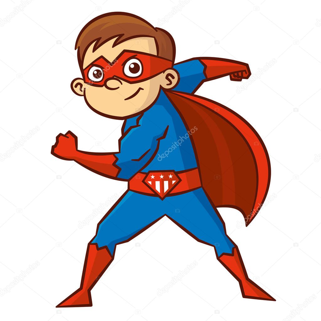 Super hero boy Cartoon character Isolated Vector illustration