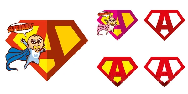 Super eroe Logo Lettere Alfabeto supereroe — Vettoriale Stock