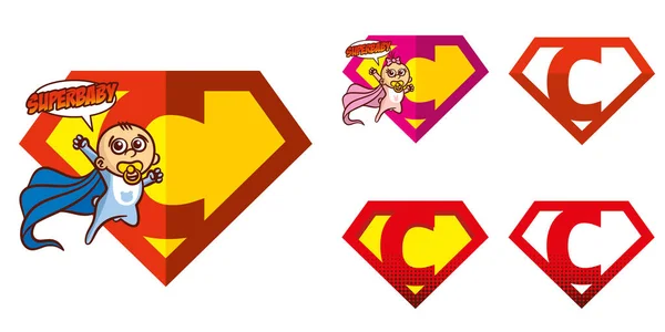 Super eroe Logo Lettere Alfabeto supereroe — Vettoriale Stock