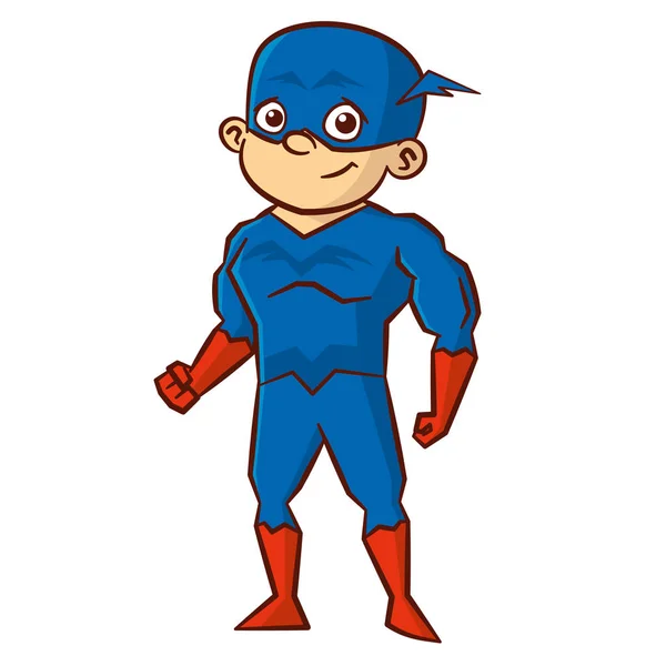 Superhéroe niño Personaje de dibujos animados — Vector de stock