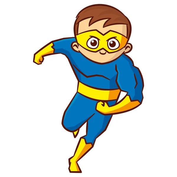 Superheldenjunge Zeichentrickfigur — Stockvektor