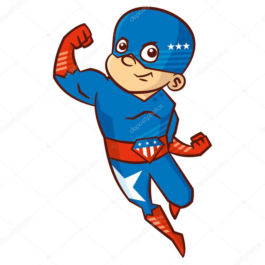 Super hero boy Cartoon character Isolated Vector illustration