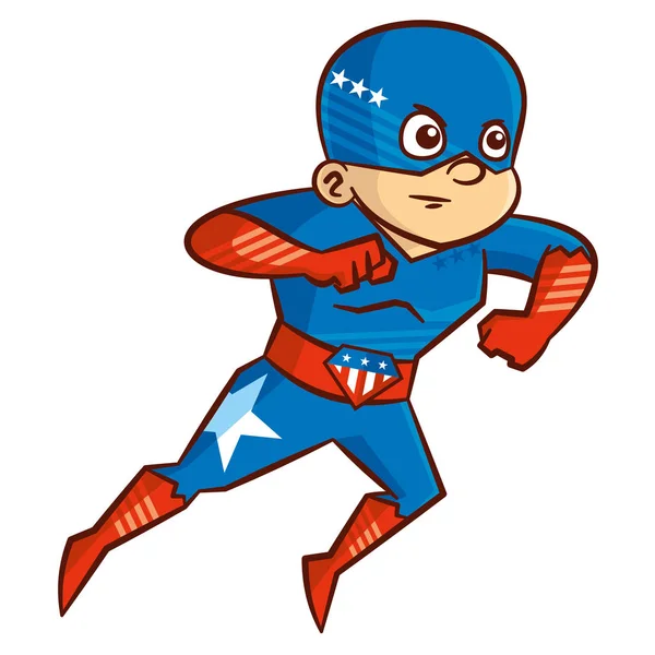 Süper kahraman çocuk çizgi film karakteri — Stok Vektör