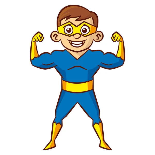 Superhero boy Karakter kartun - Stok Vektor